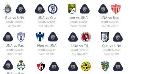 Fechas de los partidos del Pumas para el Clausura 2017