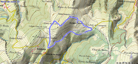 Mapa de la ruta al Xunqueira desde Arredondas
