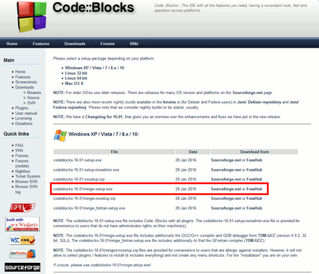 CodeBlocks Website