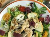 Ensalada Pollo Tomatitos, Queso Scamorza, Nueces Frambuesas