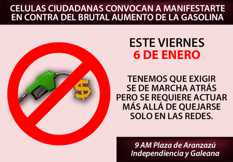 Invitan a manifestación contra gasolinazo en Plaza Aranzazú