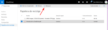 Recuperar archivos borrados de OneDrive