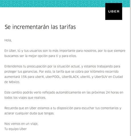 Por gasolinazo también aumentará 15% servicio de Uber