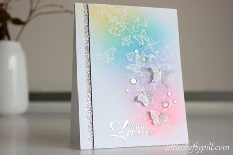 White embossing and rainbow ink blending