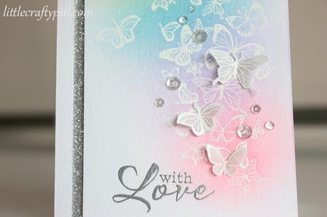 White embossing and rainbow ink blending