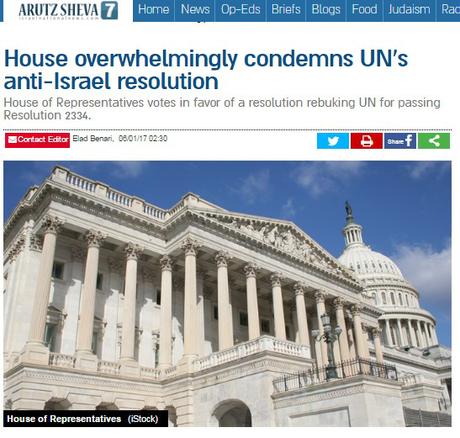 Cámara de representantes USA rechaza rotundamente la resolución 2334 de la ONU