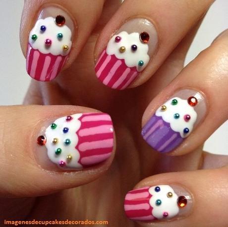 uñas decoradas con cupcakes pastelitos
