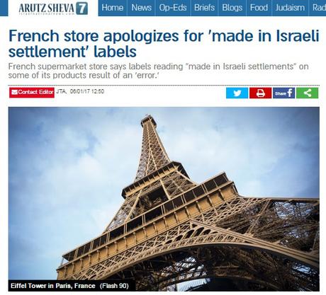 La cadena Auchan se disculpa por etiquetar productos israelíes.