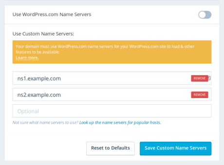 Cambiar servidores de nombres en wordpress