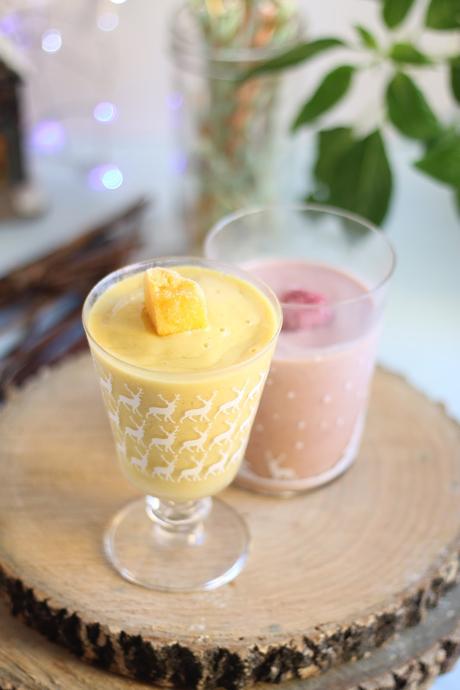 Smoothie Mango y cúrcuma y smoothie de fresas y aguacate