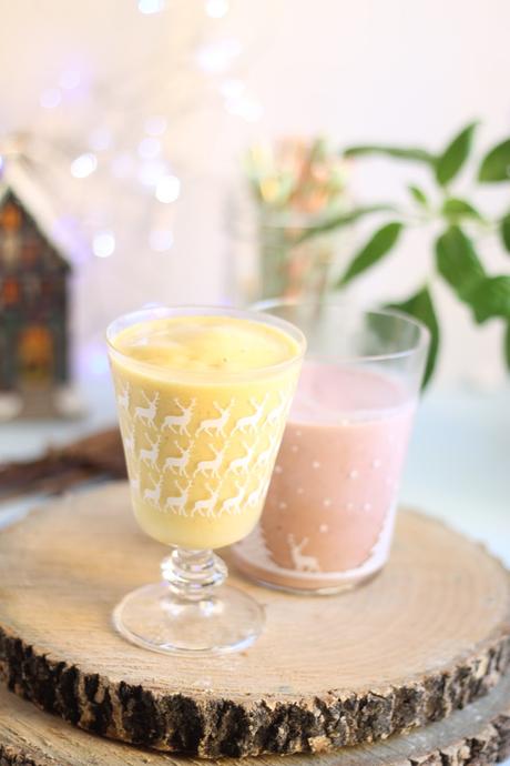 Smoothie Mango y cúrcuma y smoothie de fresas y aguacate