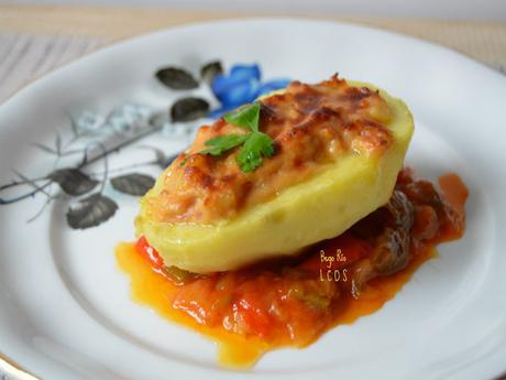 Patatas rellenas de mousse de foie de pato