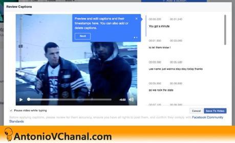Facebook permite agregar subtítulos automáticos a los videos de la página