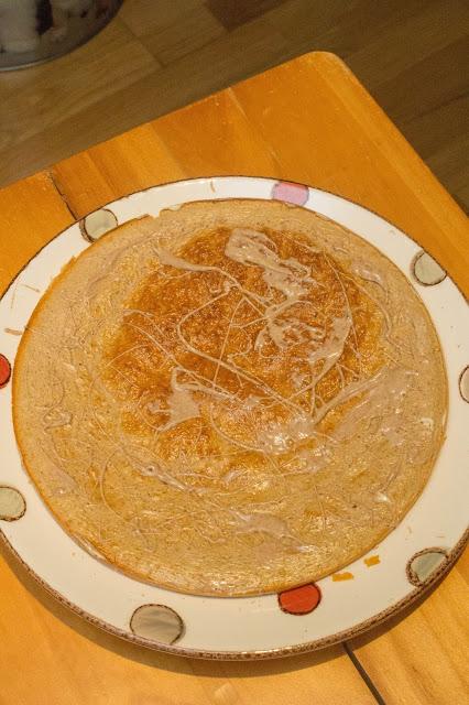 Torta de avena de leche merengada fit