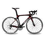BEIOU® 2016 700C carretera Shimano 105 bicicletas con un cuadro 11S 5800 Bicicleta de carreras T800-M40 fibra de carbono Aero 18.3lbs ultraligeros CB013A-2 (Mate Negro y Rojo, 540mm)