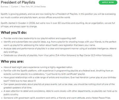 Presidente de Playlist