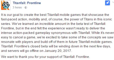 Titanfall Frontline es cancelado