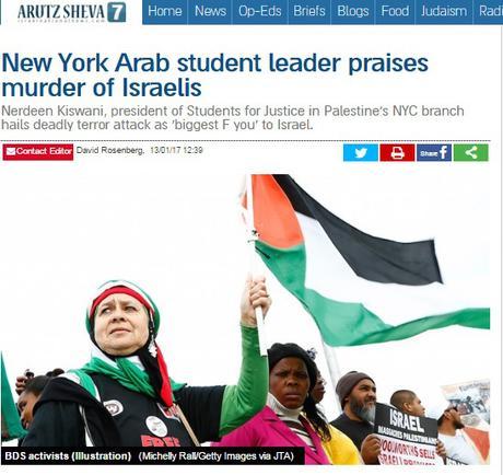 Líder estudiantil pro-BDS elogia el asesinato de israelíes.
