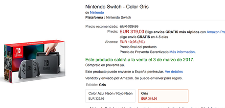 Amazon rebaja Nintendo Switch gris a 319 euros, ¿seguirá bajando?