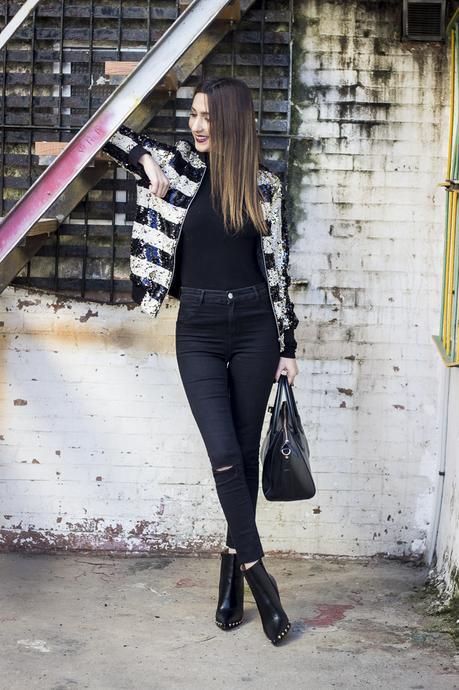 sequins bomber jacket