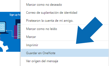 Como guardar un correo en OneNote - OneDrive