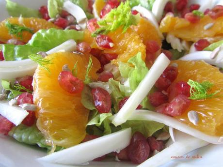 Ensalada de hinojo, naranja y granada