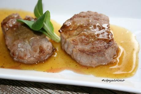 Solomillo ibérico  al licor de hierbas