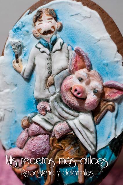 GALLETA 2D ,CERDITO EN EL BARBERO (ILUSTRACIÓN PETRA BROWN)