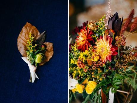 Planear un shooting folk y boho alfiler novio a juego ramo