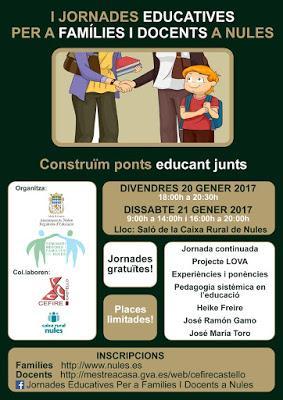 I Jornadas Educativas para familias y docentes “Construimos puentes educando juntos”. Nules. (Castellón)