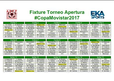 Conozca el fixture del Torneo Verano, Apertura y Clausura [Alianza Lima ]