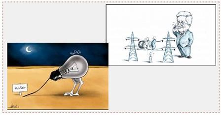 Unas caricaturas de Hamás, en las que se culpa a Mahmoud Abbas y a la Autoridad Palestina por la crisis de la electricidad en la Franja (al Risala.net, 12 de enero de 2017)