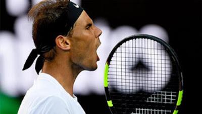 Rafa Nadal,  en  octavos del Open de Australia