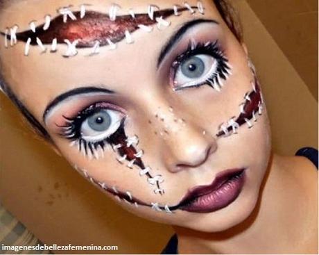 imagenes de mujeres maquilladas para halloween cicatrizes