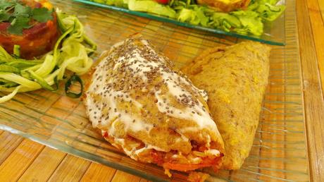 Empanadillas de plátano macho rellenas de judías y arroz