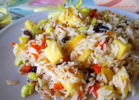 Salteado de arroz y mango