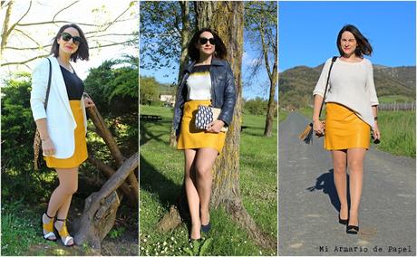 Outfit: Como Combinar una Falda Amarilla de Piel