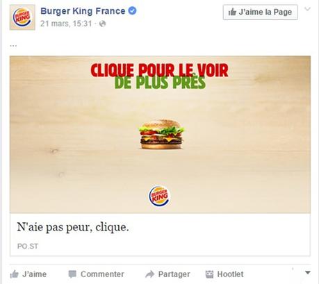 redes sociales de burger king, clic