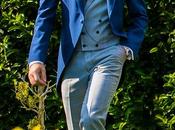 Chaqué novio azul combinado gales (slim fit)