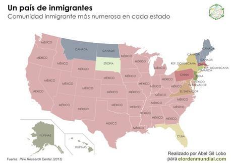 Origen de la principal comunidad inmigrante por estado.