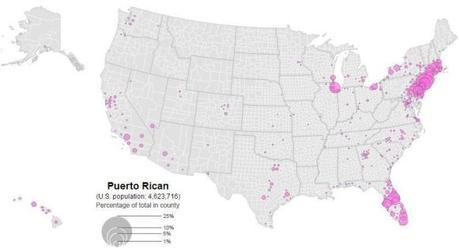 Distribución de la población puertorriqueña en Estados Unidos (2010). Fuente: El Orden Mundial
