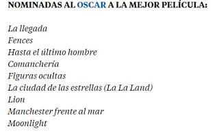 Nominaciones a los Oscars 2107. La la land, record de nominaciones