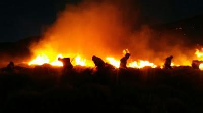 Un incendio de enormes dimensiones azota los campos de Junín