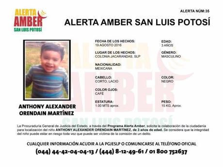 Emiten Alerta Amber para Anthony de 3 años visto por última vez en Jacarandas