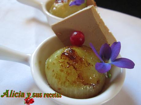 CEBOLLITAS GLASEADAS CON FOIE DE OCA
