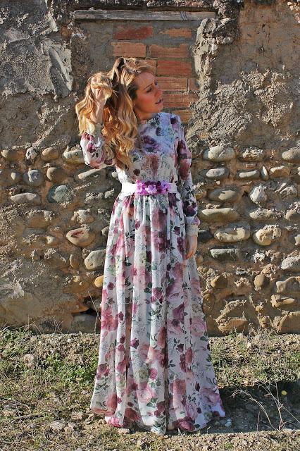 Vintage Long Flower Dress
