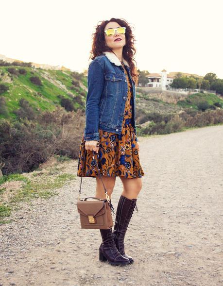 melange_boutique_fashion_blog_de_moda_zaful_dresslily_como_combinar_vestido_ocre_mostaza_gorro_orejas_de_gato_tendencia_romantica_volantes