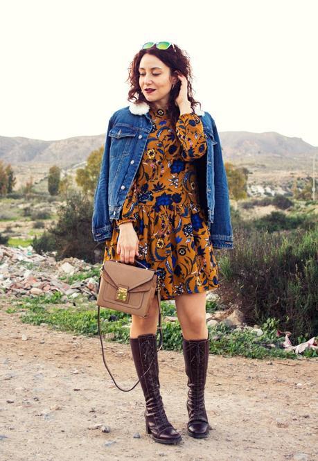 melange_boutique_fashion_blog_de_moda_zaful_dresslily_como_combinar_vestido_ocre_mostaza_gorro_orejas_de_gato_tendencia_romantica_volantes