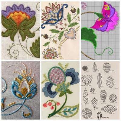 Como trabajamos en dos mesitas de luz imitando un bordado