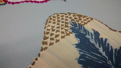 Como trabajamos en dos mesitas de luz imitando un bordado